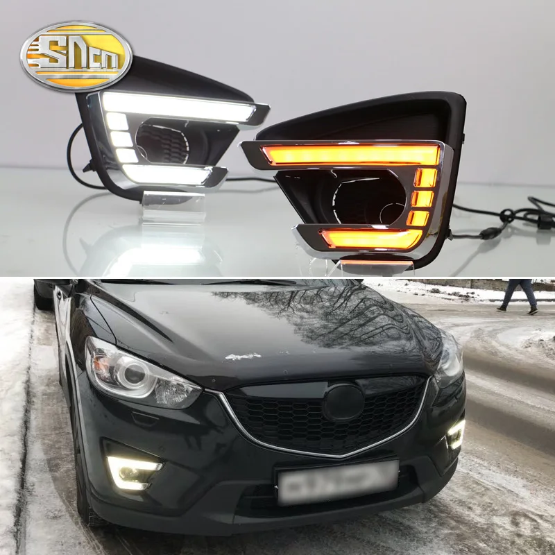 Для Mazda CX-5 CX5 CX 5 2012 2013 дневные ходовые огни светильник светодиодный DRL Противотуманные фары дальнего светильник s Желтый Поворотная сигнальная лампа