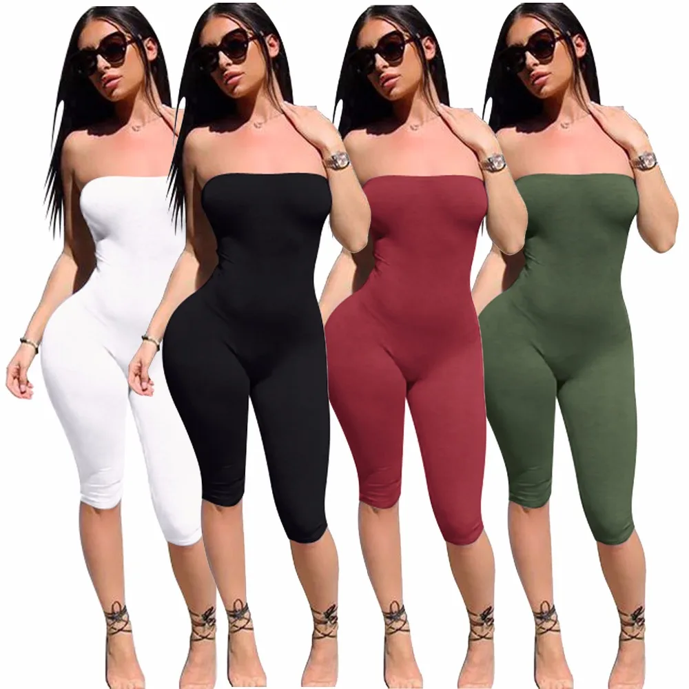 summer strapless rompers