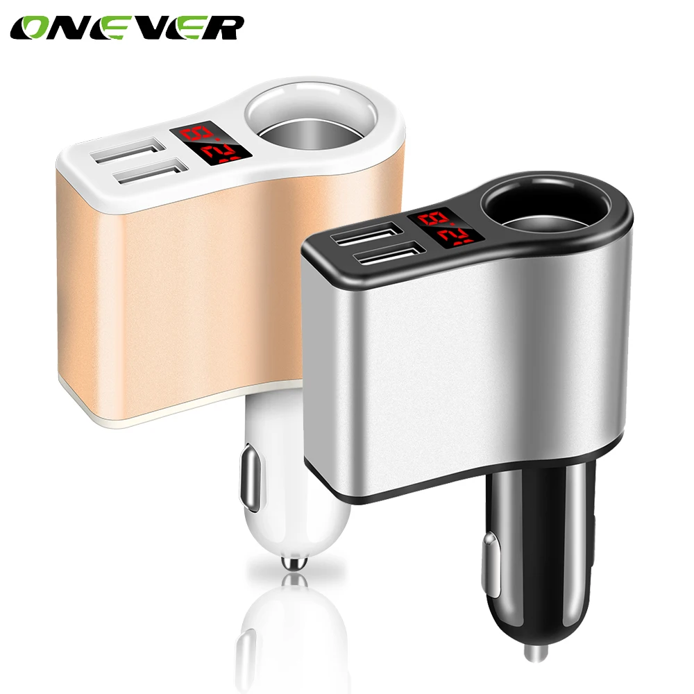 

Onever 12-24V 120W Car Splitter Cigarette Lighter Socket Plug Adapter With 3.1A Dual Port 2 USB Smart Fast Car Splitter Charger