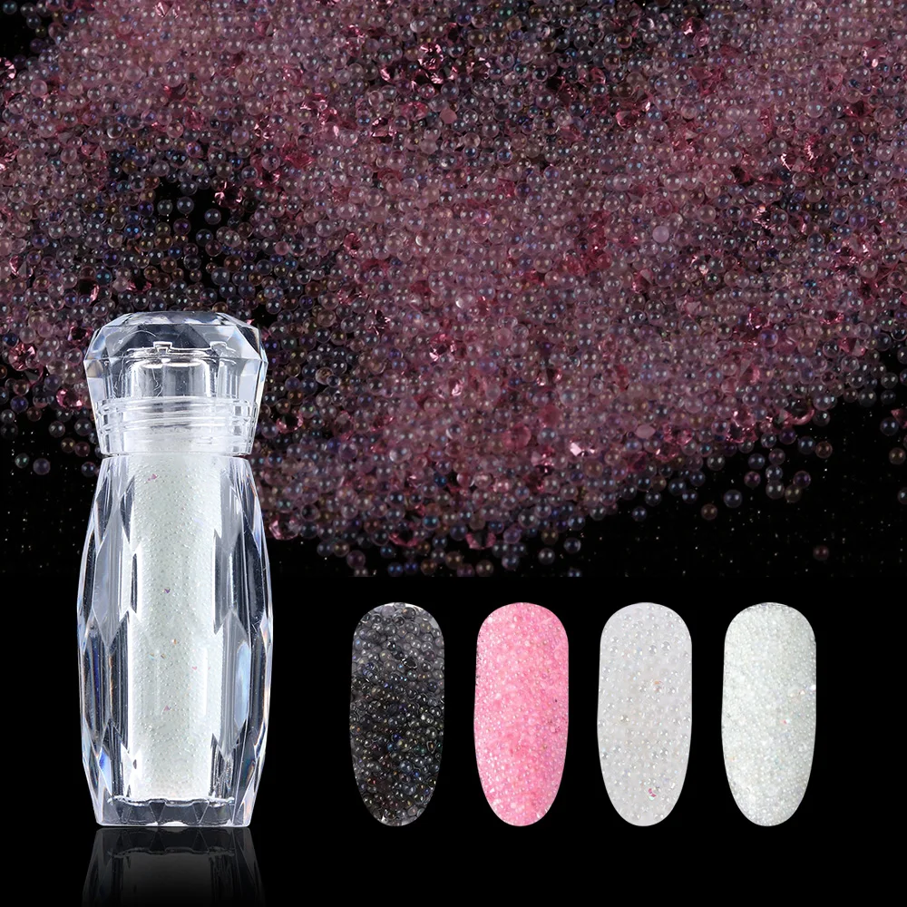 

1 Bottle Clear AB Nail Caviar Zircon Tiny Mini Beads Nail Art Rhinestone Nail Glitter DIY Crystal Gems 3D Manicure Decoration