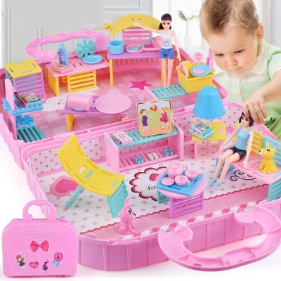 

Pretend Play DIY Assembled House Creative House Kitchen Furniture Scene Simulation Girl Magic Castle House