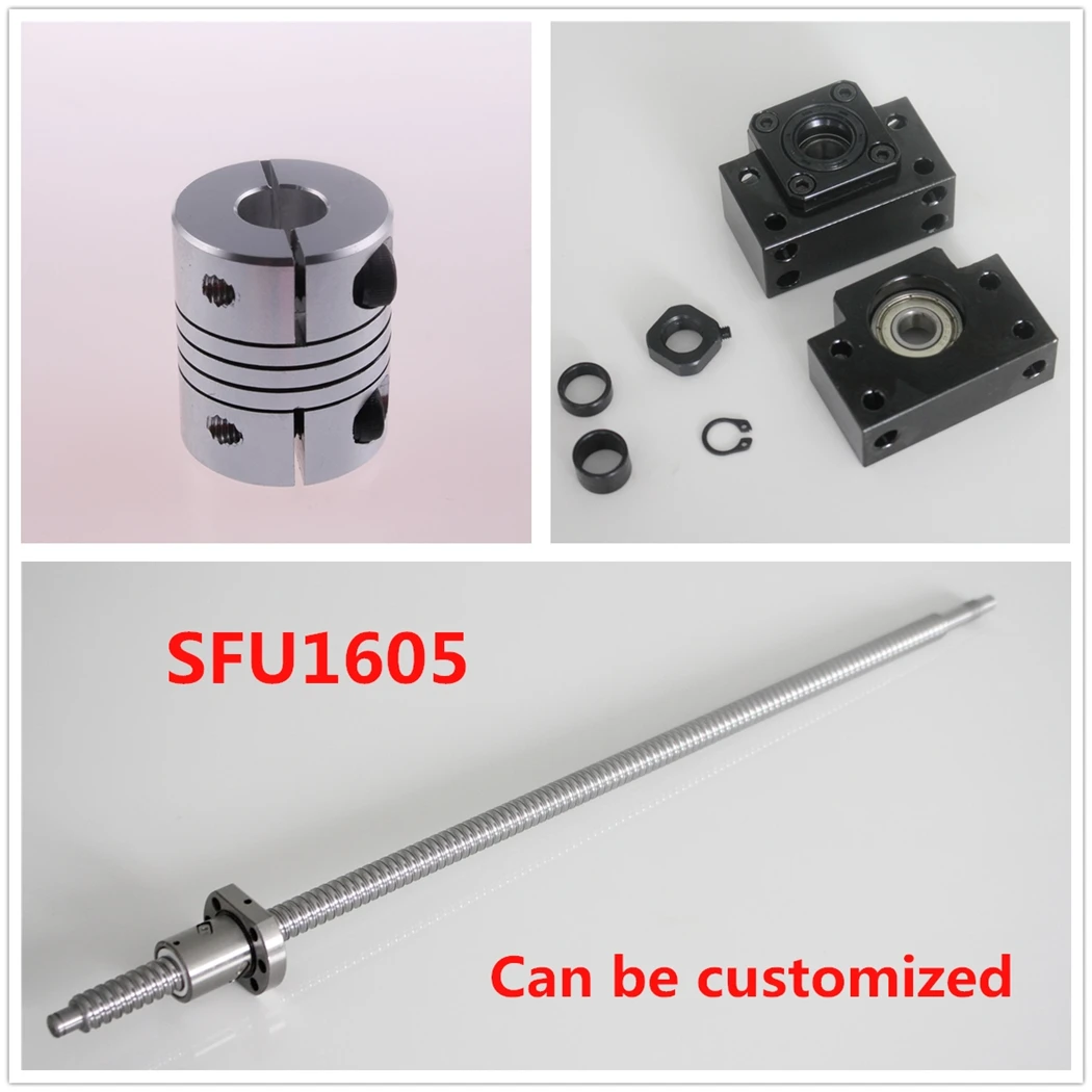 

SFU1605 Ball Screw Set L 750mm Ballscrew End Machine & BK12 BF12 End Support + 6.35x10mm Coupler
