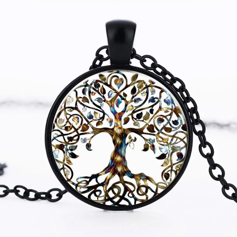 SUTEYI новейшее массивное ожерелье дерево жизни художественное фото стеклянный кабошон подвеска шарм женское колье DIY ожерелье для подарков ювелирные изделия
