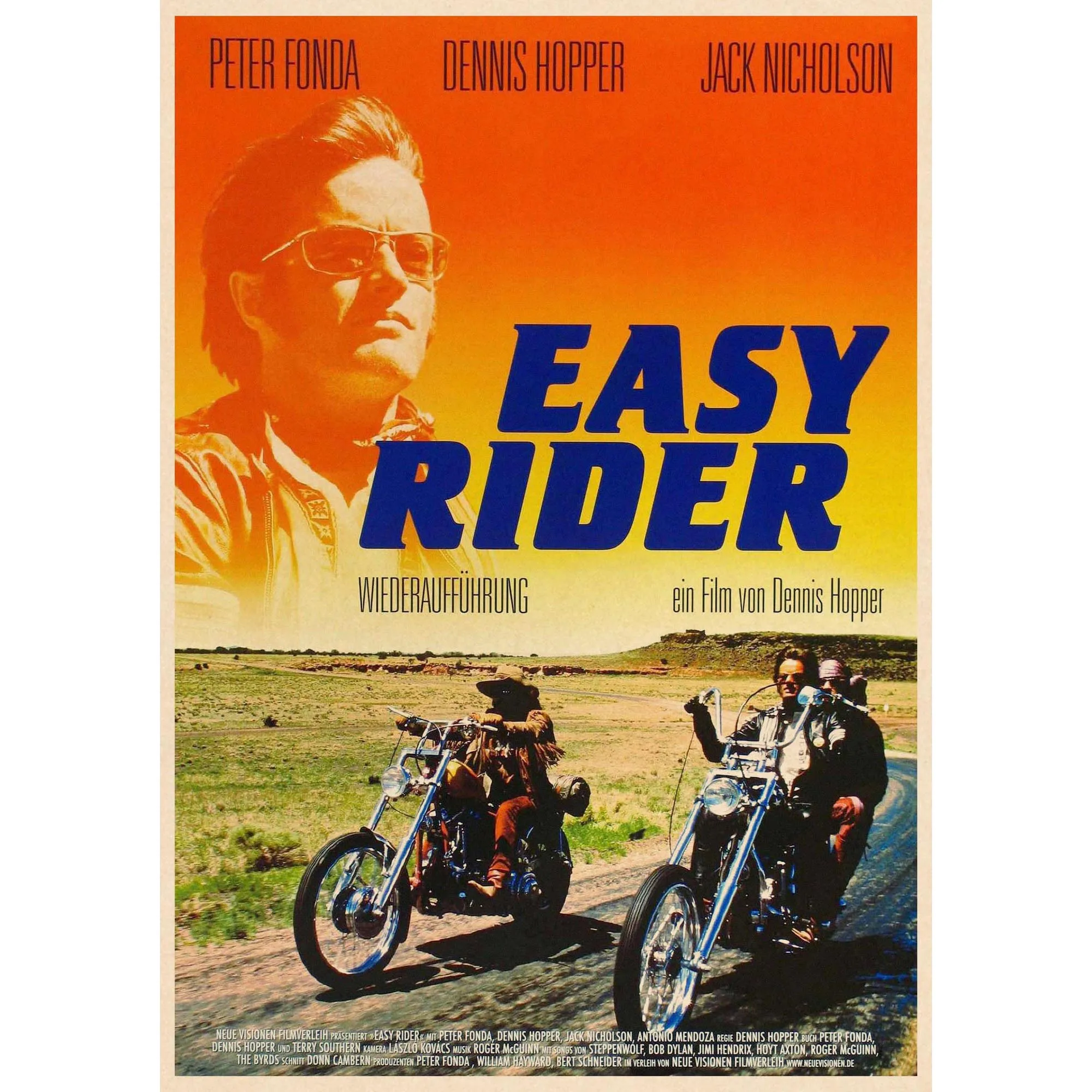 Easy Rider домашний интерьер украшения Крафт Фильм плакат рисунок core наклейки на стену 42*30 см - Цвет: Золотой