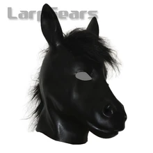 Горячий латексный конский капюшон БДСМ Связывание лошадь латексный головной убор капюшон Фетиш маска