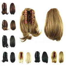 Химическое Для женщин коготь на хвост клип в наращивание волос вьющиеся Стиль конский хвост шиньон чёрный; коричневый светлые волосы Стиль s