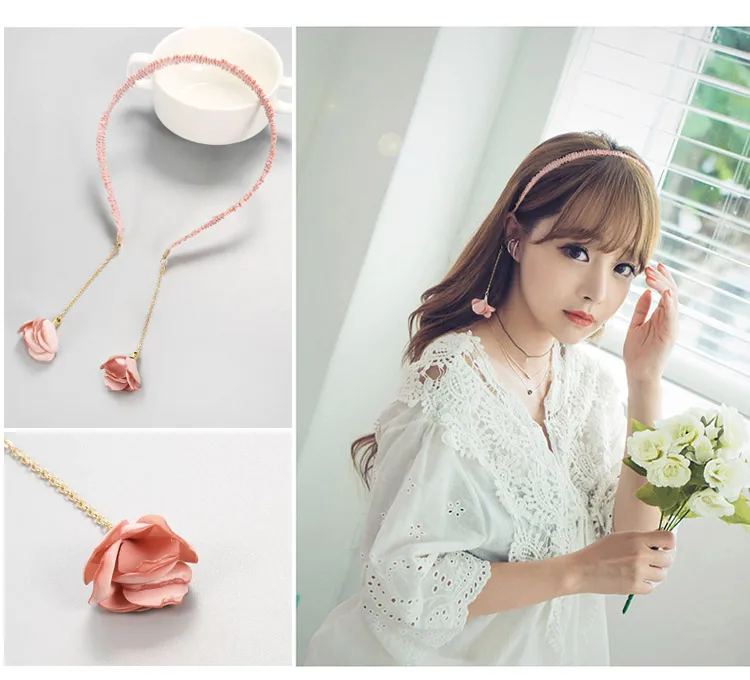 

2018 Hot Sale Coroa Tiara De Noiva Bride Hair Hoop Act The Role Of Tassel With Pendant False Earrings Simple Sweet Headband