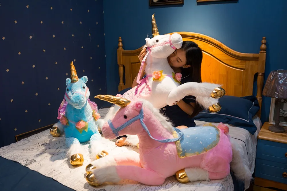 Giant Blue Unicorn Soft Plush Stuffed Animal Toy Doll For Kids Best Gift 85cm 