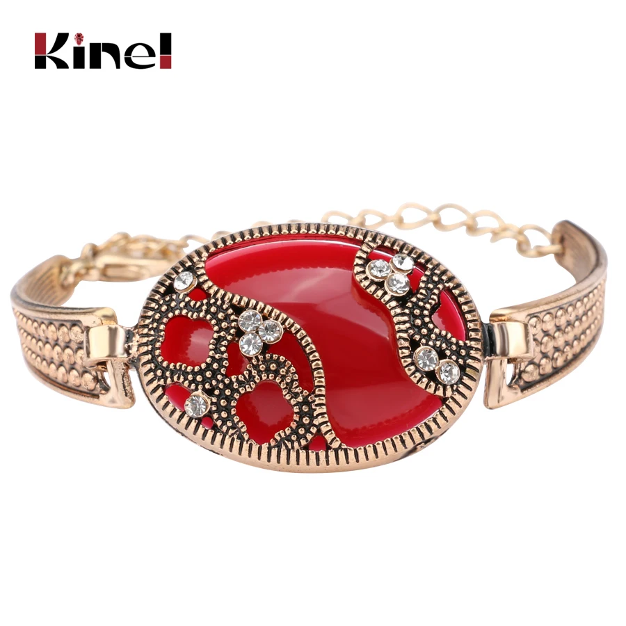 

Kinel Wholesale Turkey Bracelet For Women Antique Gold Crystal Vintage Jewelry 2017 New