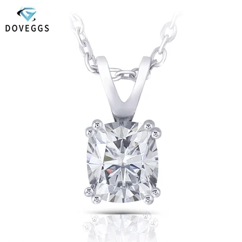

DovEggs Sterling Solid 925 Silver 1ct 7X8mm Slight Gray Moissanite Pendant Necklace for Women Wedding Gift