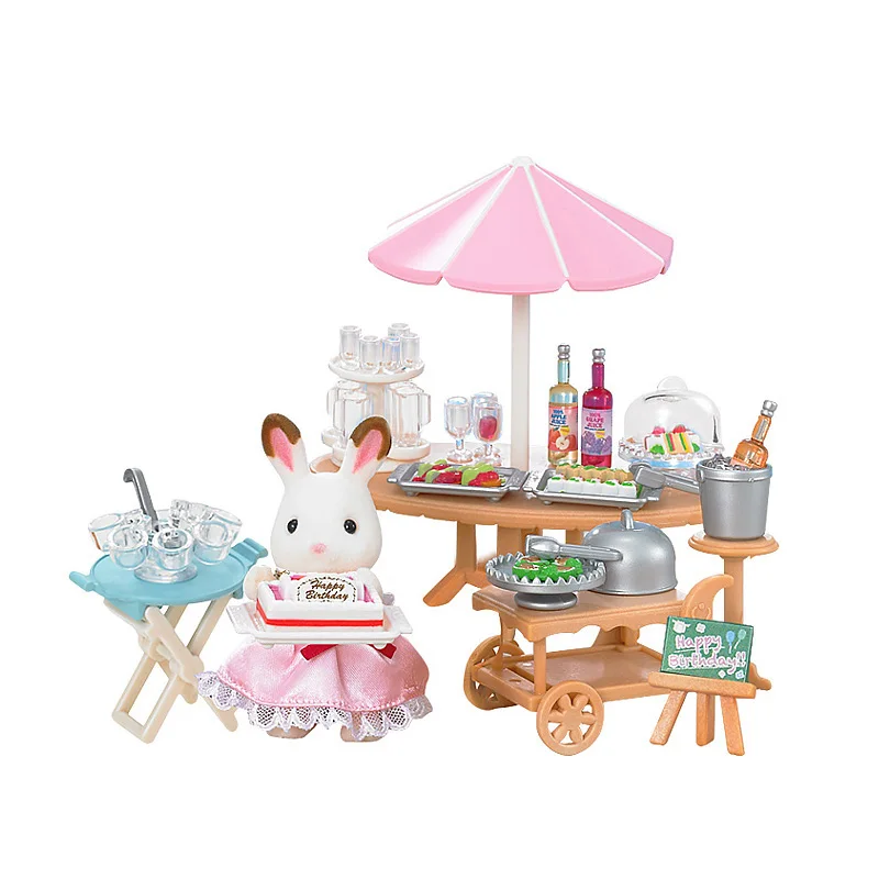 Sylvanian Families пушистый зверек кукольный домик сцены аксессуары Приморский день рождения часть комплект w/Кролик девочки; дети подарок#5207