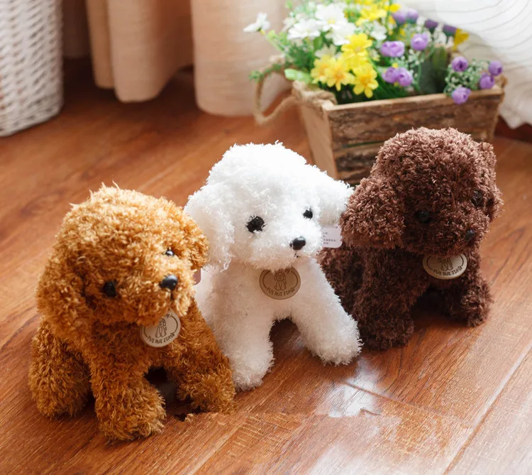 Имитация плюшевой собаки леди, пудель плюшевые игрушки, кукла животного для подарка на Рождество