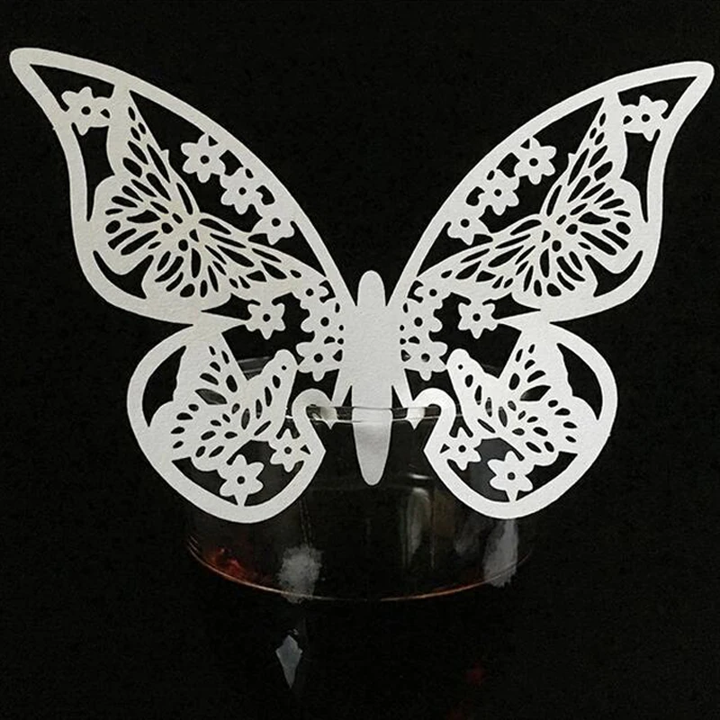 50 Laser Cut Butterfly Table Mark Wine Glass Name Place Card Wedding Party EL 