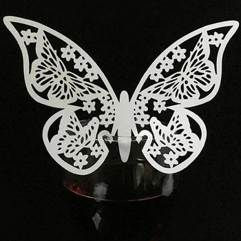 

10 Colos 50pcs Butterfly Laser Cut Wedding Place Cards Table Mark Wine Glass Name Place Cards Wedding Birthday Party Supplies
