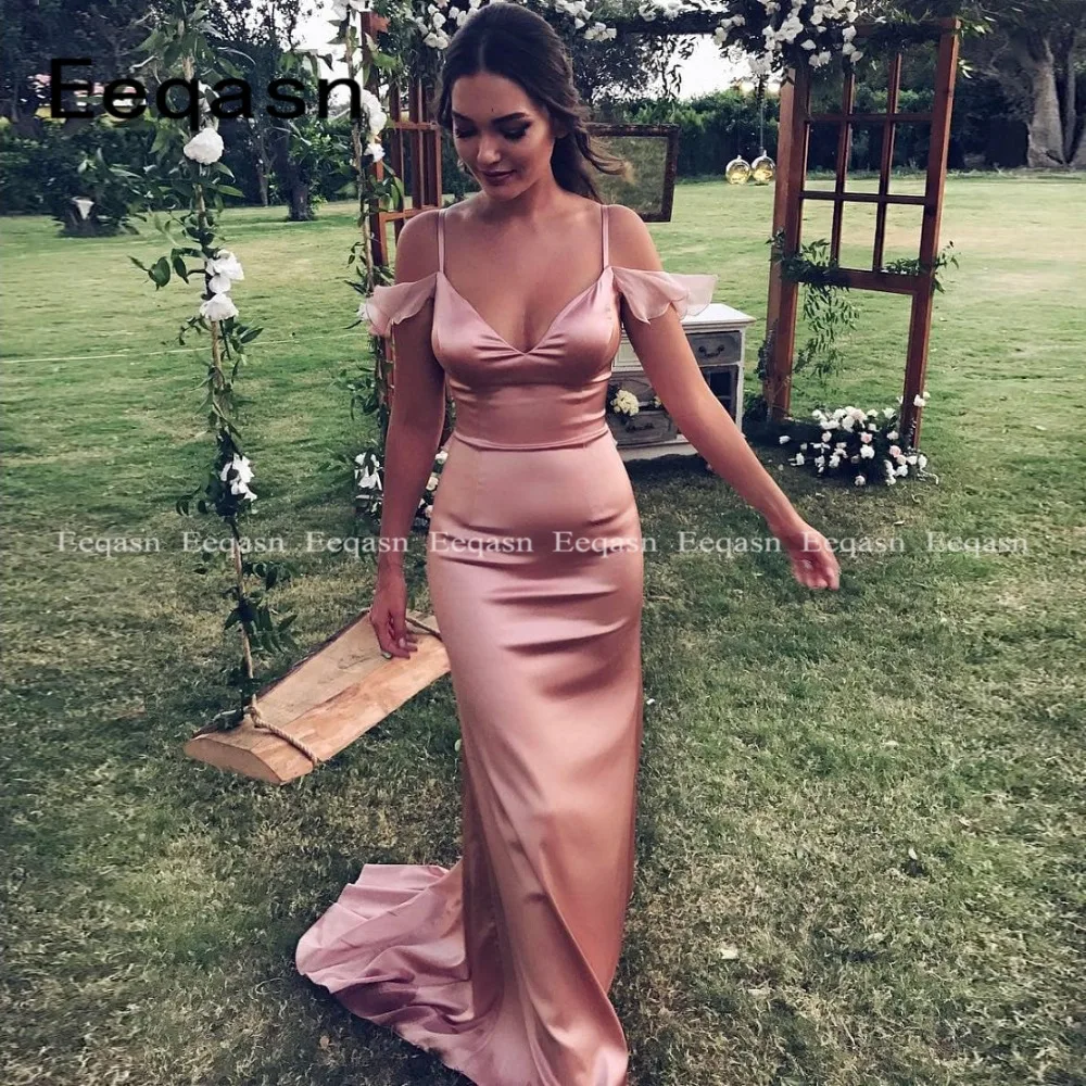 

Sexy Backless Mermaid Long Prom Dress Party Gown 2019 Vestido De Festa Spaghetti Straps V Neck Evening Dresses Fashion
