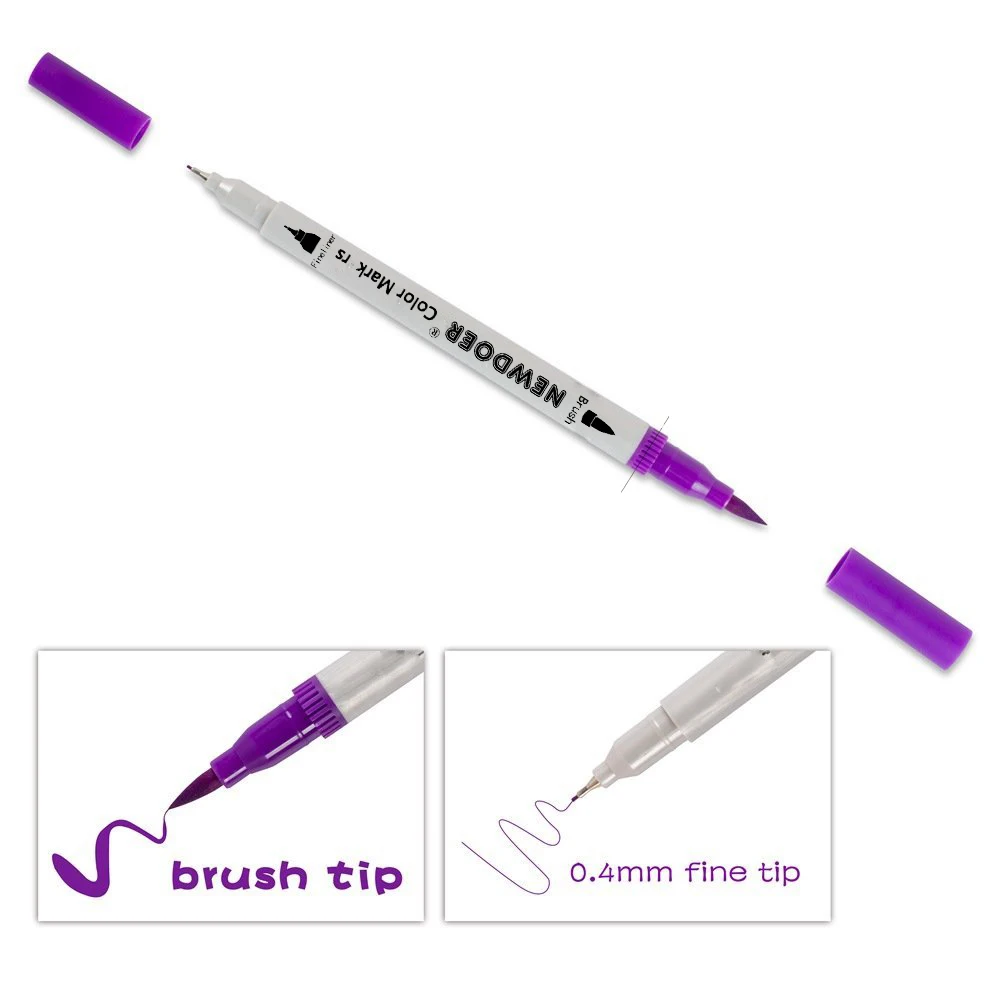 Фломастеры с двумя наконечниками 60 цветов, Magicfly Акварельная двойная ручка с наконечником 0,4 и маркером кисть с наконечником(1 мм-2 мм