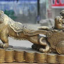 USPS в США S2159 Китайский Латунь три Тигра потяните Богатства Деньги перевозки Статуя скульптура