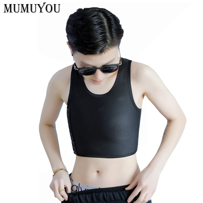 Women Skinny Lesbian Underwear Short Bustiers Corsets Hook Strengthen Mesh FTM Breathable Binders Sports Plus Size M-5XL BAY-157