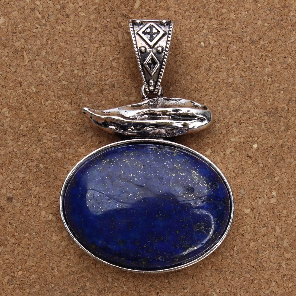 DC мода лазурит натуральный камень античный серебряный сплав 42*61 мм Подвески для женщин мужские ожерелья DIY ремесла ювелирных изделий