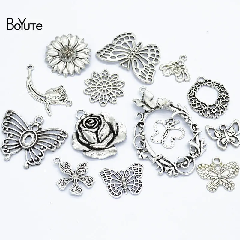 12pcs Antique Silver Butterfly Charm Pendant Tibetan Steampunk Wholesale Vintage