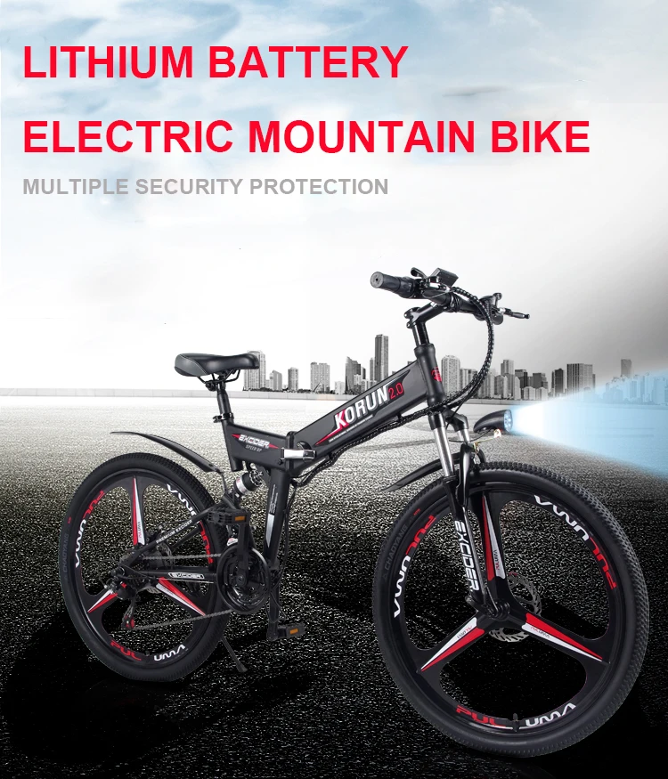 Flash Deal 26inch Electric Bicycle 48v Double Lithium Battery Electric Mountain Bike Smart Assist Hybrid Ebike Rang 80-100km Ebike 8
