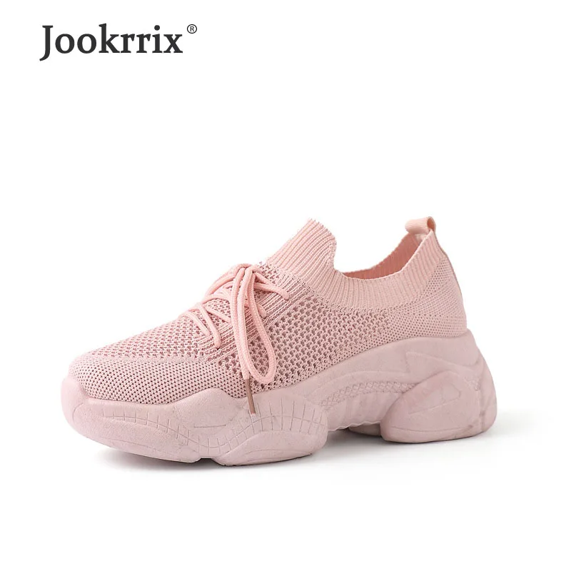 

Jookrrix 2019 Women Fashion Increased 6cm Chunky Sneakers Women Brand Mesh Platform Shoes Wedges High Thick Sole Shoes