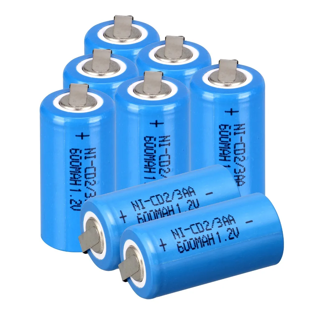 8 шт Ni-Cd 1,2 V 2/3AA аккумуляторная батарея NiCd батареи-синий 600 mah