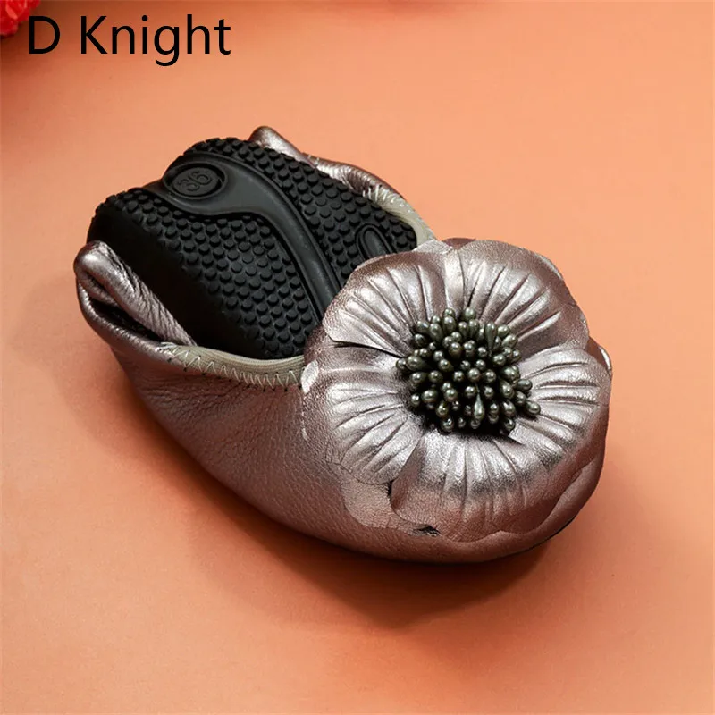 2018 Spring Women Flats Shoes Women Genuine Leather Shoes Woman Ballet Flats Flower Round Toe Loafers Slip On Ballerines Flats  (31)