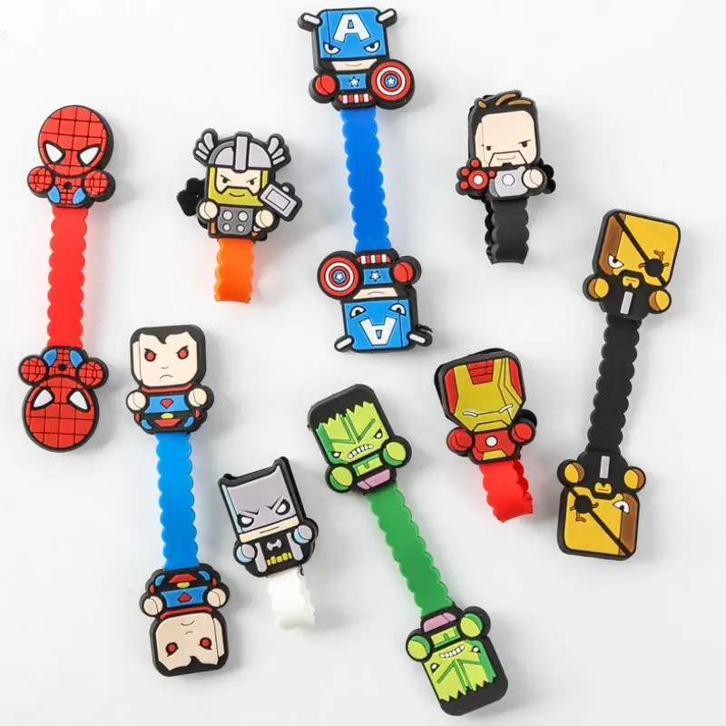 

1 Pc COOL Superhero Headphone Earphone Wrap Winder Cartoon superman bat Spider-Man Wrap Manage Organizer Figure Toy