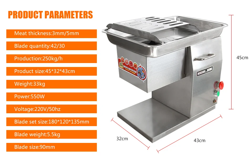 XEOLEO промышленная ломтерезка для мяса 2,5/3/4/5/6/8 мм Мясник рабочего стола мясо с машины 250 кг/ч нержавеющая стальная форма машины 550 W