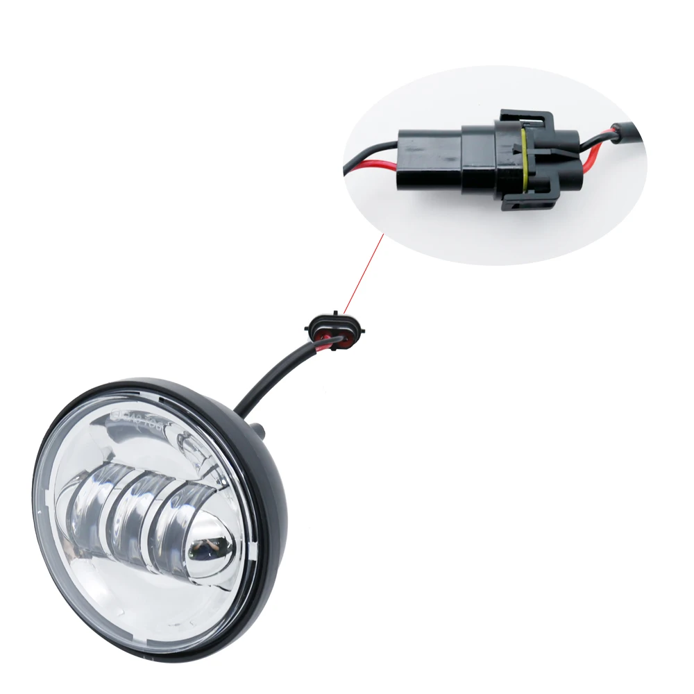 2PCS Chrome Black 4.5 Inch LED Passing Light Spot Driving Lamp LED Fog Lights for Harley Davidson Motorcycles 4.5 Lights (12)