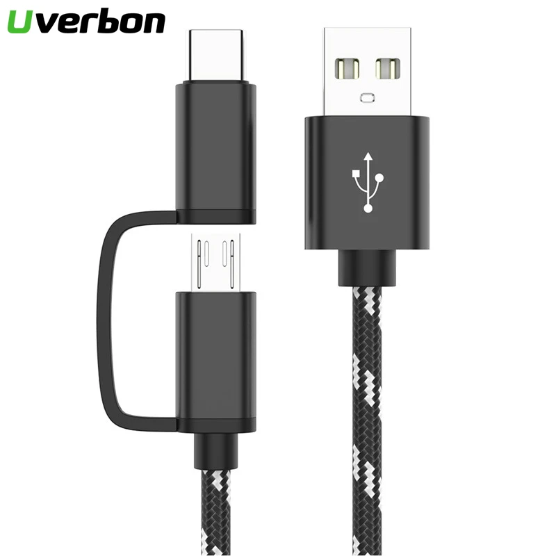 

Micro USB Date Cable for Samsung Galaxy 2A Fast Type 2 in 1 Braid C Charging Charge cable Phone Charger for Xiaomi Huawei Nexus
