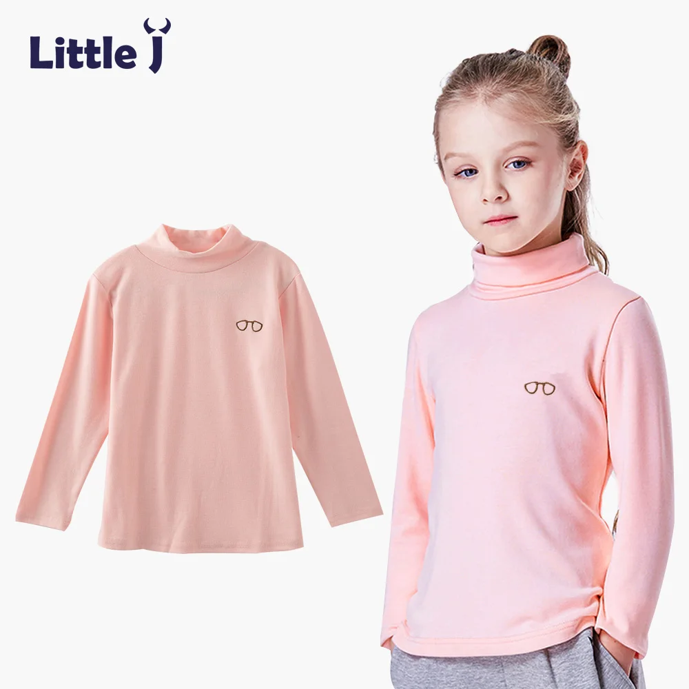 Clearance Eyeglass Turtleneck Girl T Shirt Long Sleeve Base Shirt Solid Top Tee Spring Autumn 