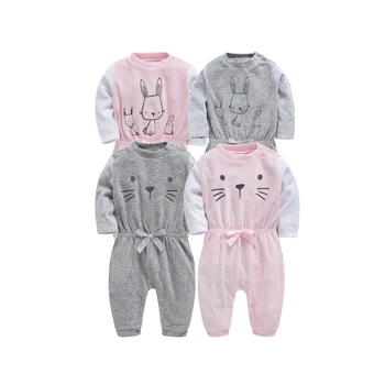 

2019 Kavkas Baby Girl Romper Cute Cartoon Long Sleeve Bow-knot Girls Clothes Cotton O-neck Jumpsuit