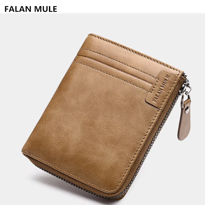 

New Europe and America cowhide men's Purses cow leather Male short purses High quality Youth casual genuine leather Wallets