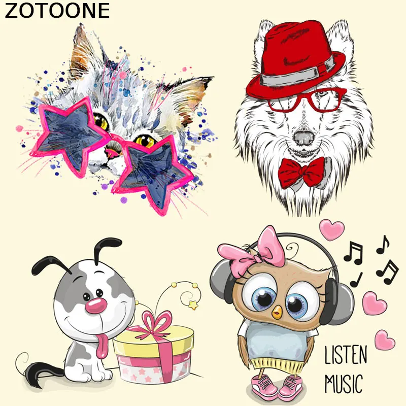ZOTOONE Мультяшные нашивки с животными моющаяся бумага для переноса термопечать на