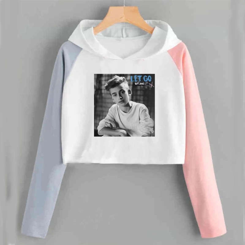 Womens Crop Hoodie Ladies Floral Print Sweatshirt Cropped Top Pullover Jumper
