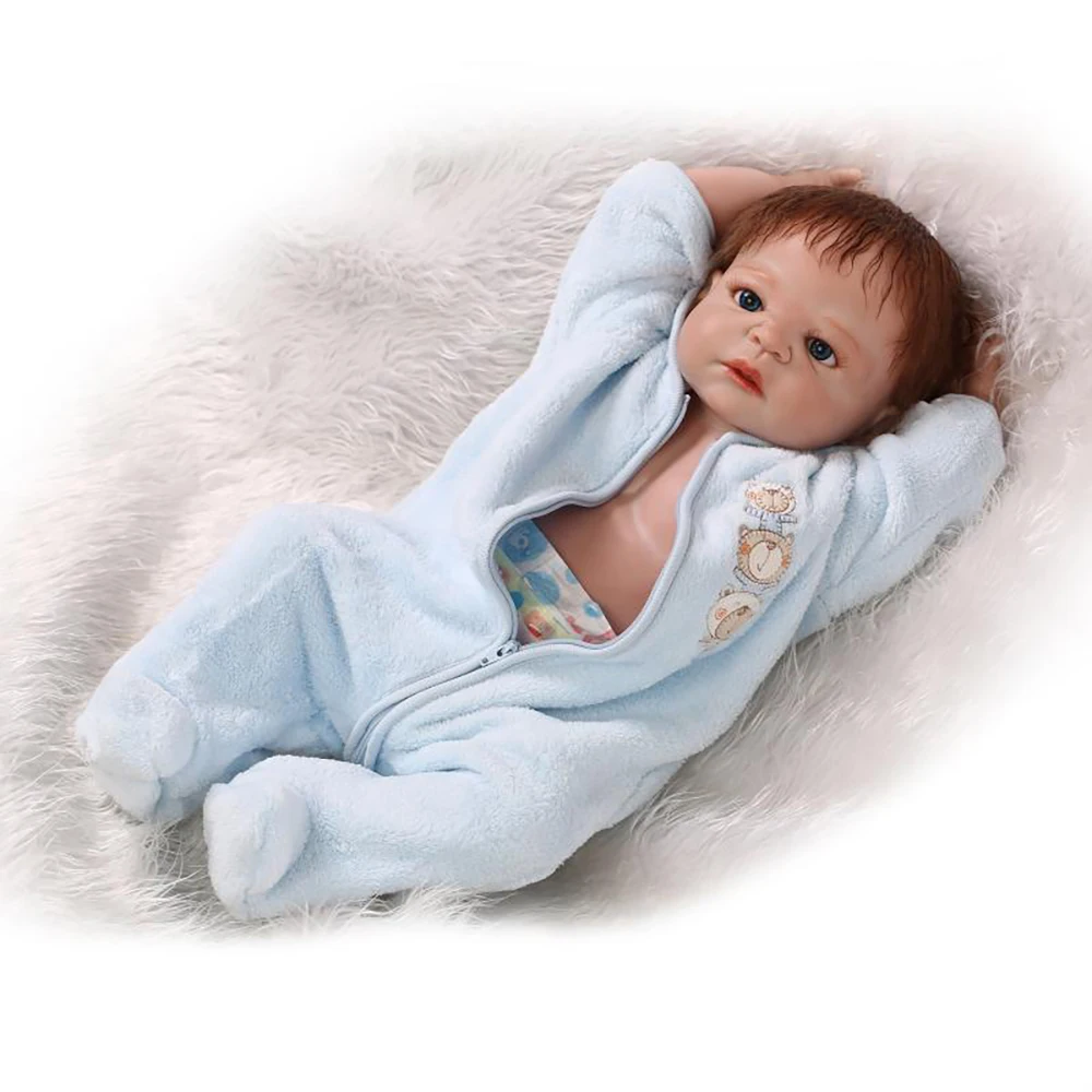 57 см полный Силиконовый reborn baby Игрушки Куклы как живые Новорожденные Мальчик