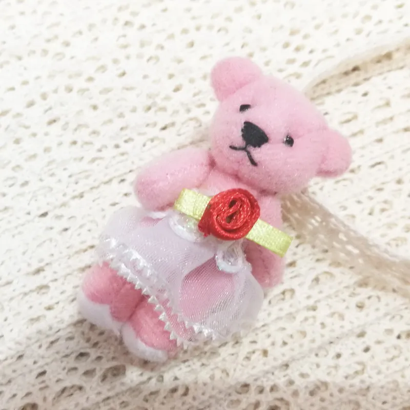 

Wholesale 24pcs 4.5cm Cute Teddy Bear Wedding Dress Plush Cartoon Doll Soft Plush Toy Stuffed Animal Toy for Garment accessories