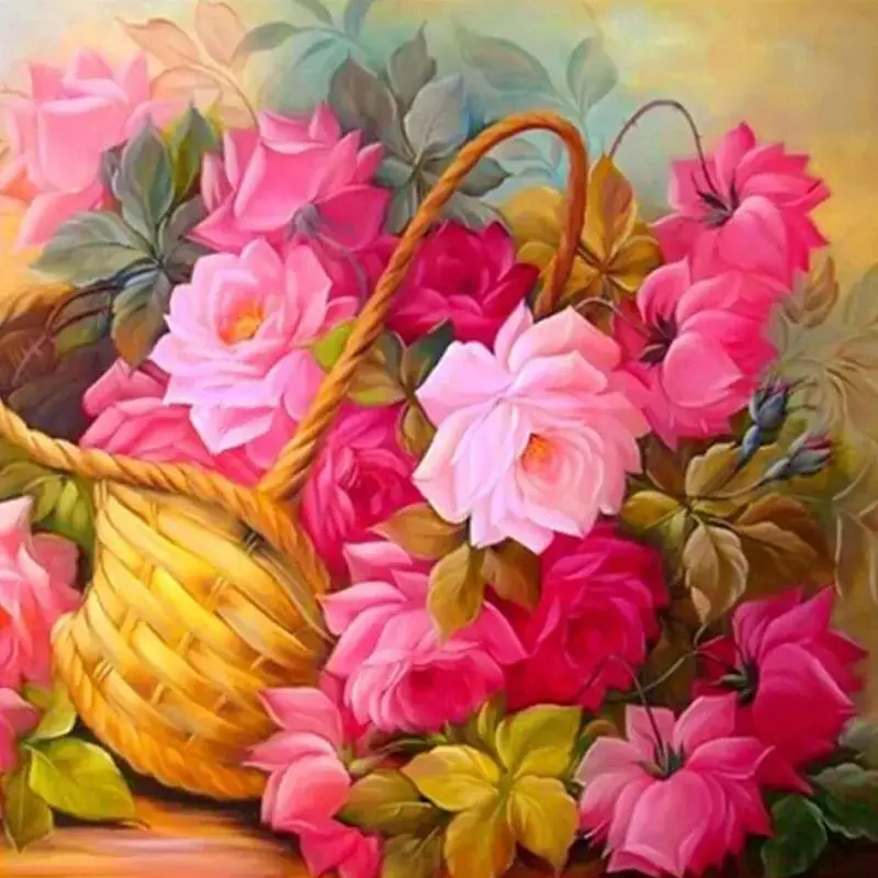 Full Diamond Embroidery Flower Pink 5D Painting Cross Stitch 3D Mosaic Needlework Crafts Christmas Decor Special | Дом и сад