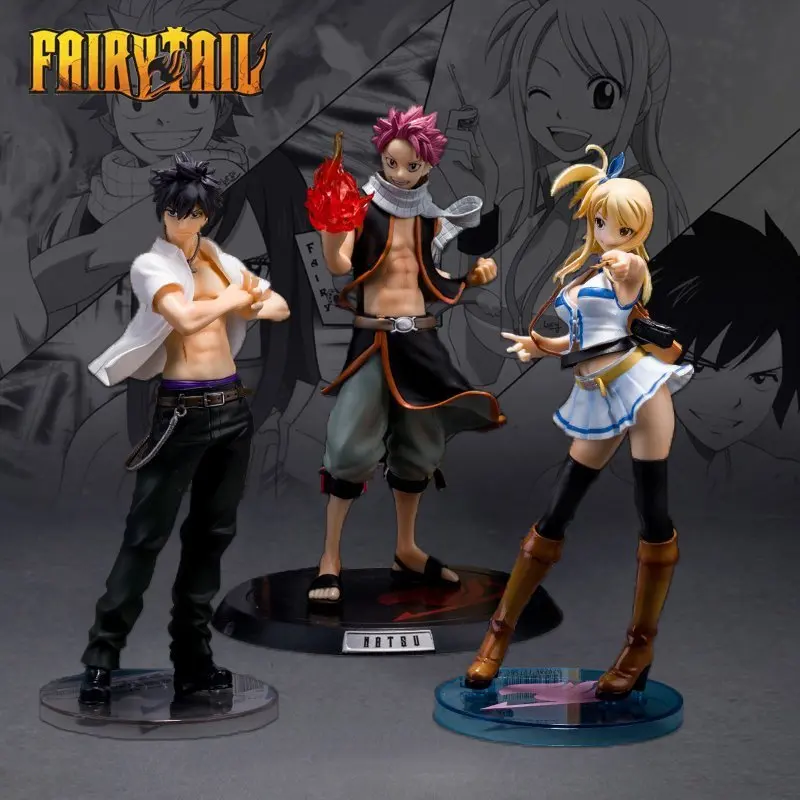 Аниме ПВХ hqf Fairy Tail фигурку Нацу Dragnir серый Fullbuster Сексуальная Люси модель игрушки украшения коллекции подарок 23 см