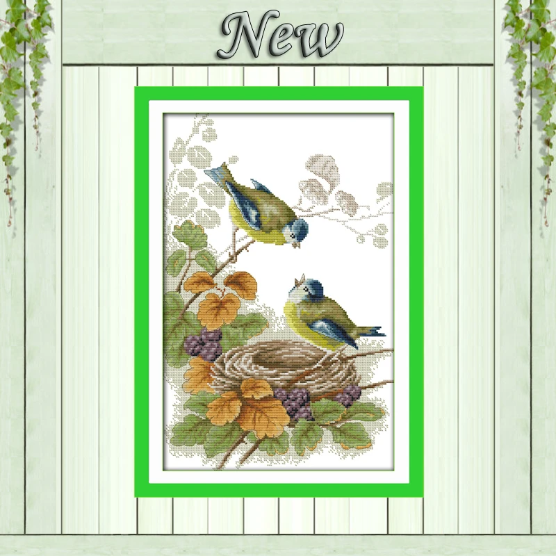 

Spring birds trees scenery patterns counted print on canvas DMC 14CT 11CT Joy Sunday Cross Stitch Embroider kits Needlework Sets