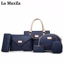 

La MaxZa 2017 Autumn And Winter New Handbags Fashion Fish Bone Pattern 6 Piece Sets Of Bag Shoulder Messenger Bag Card