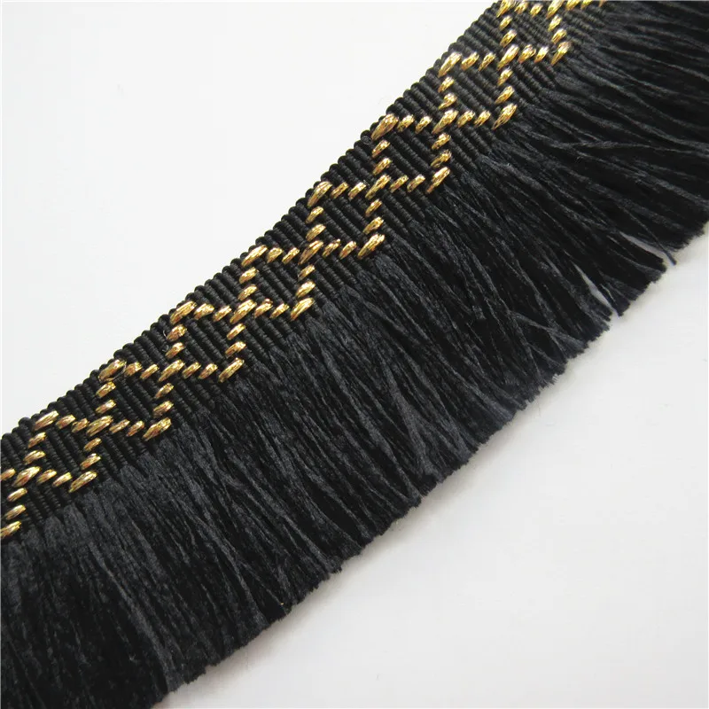 1 Meter 35mm Black Cotton Tassel Fringe Lace Edge Trim Ribbon Fabric