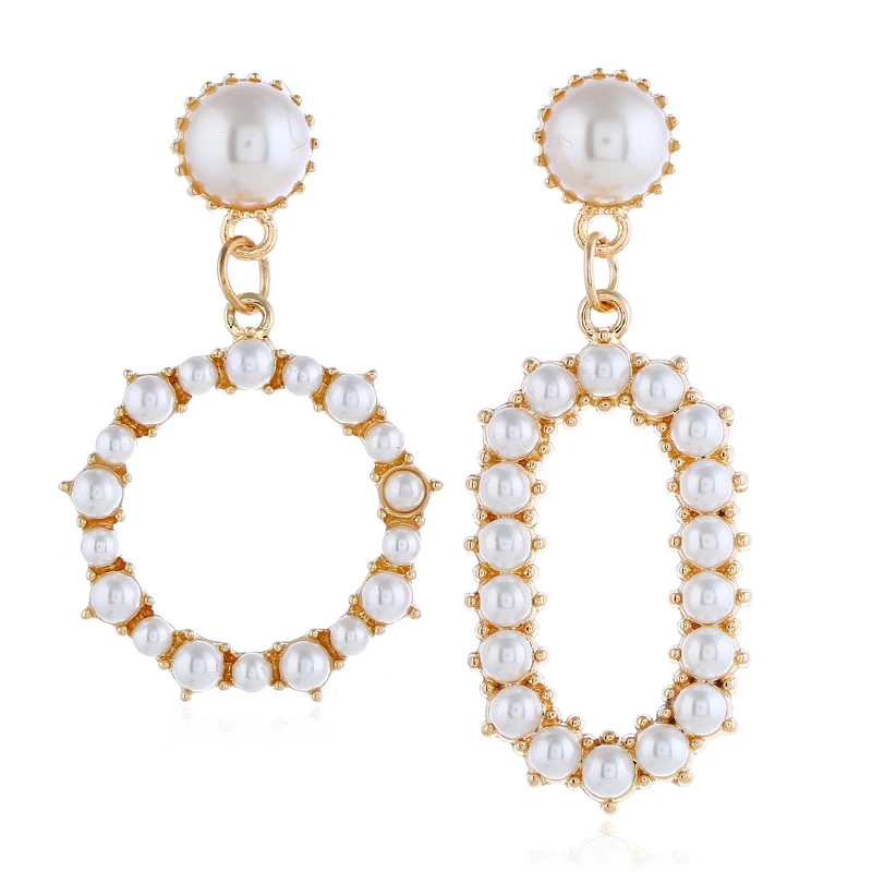 

Trendy Big Pearl Dangle Earrings Sweet Pearl Earrings Lovely Round Shaped Za Drop Earrings for Women Wedding Jewelry 2019 NEW