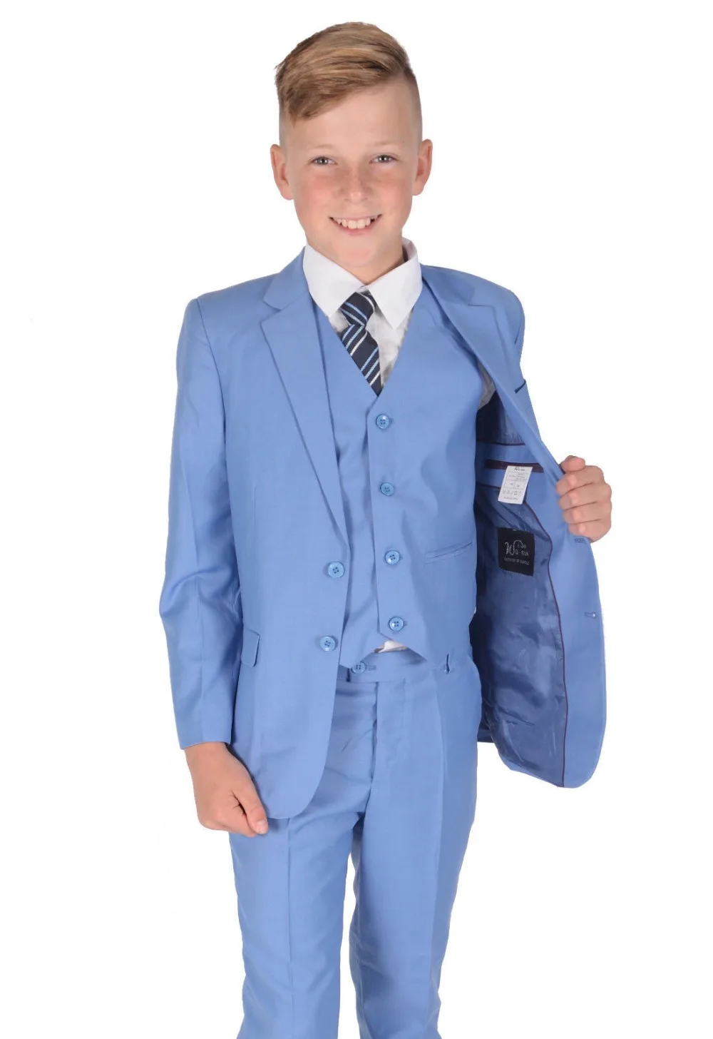 

Boys Blue Suits Wedding PageBoy Party Prom 3 Piece Suit 2-12 Years
