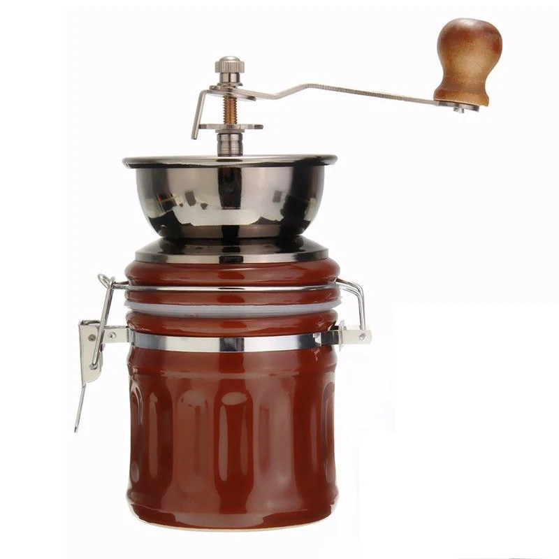 Ретро нержавеющая сталь Керамика ручной кофе в зернах шлифовальные станки гайка мельница ручной шлифовальный инструмент - Цвет: Brown