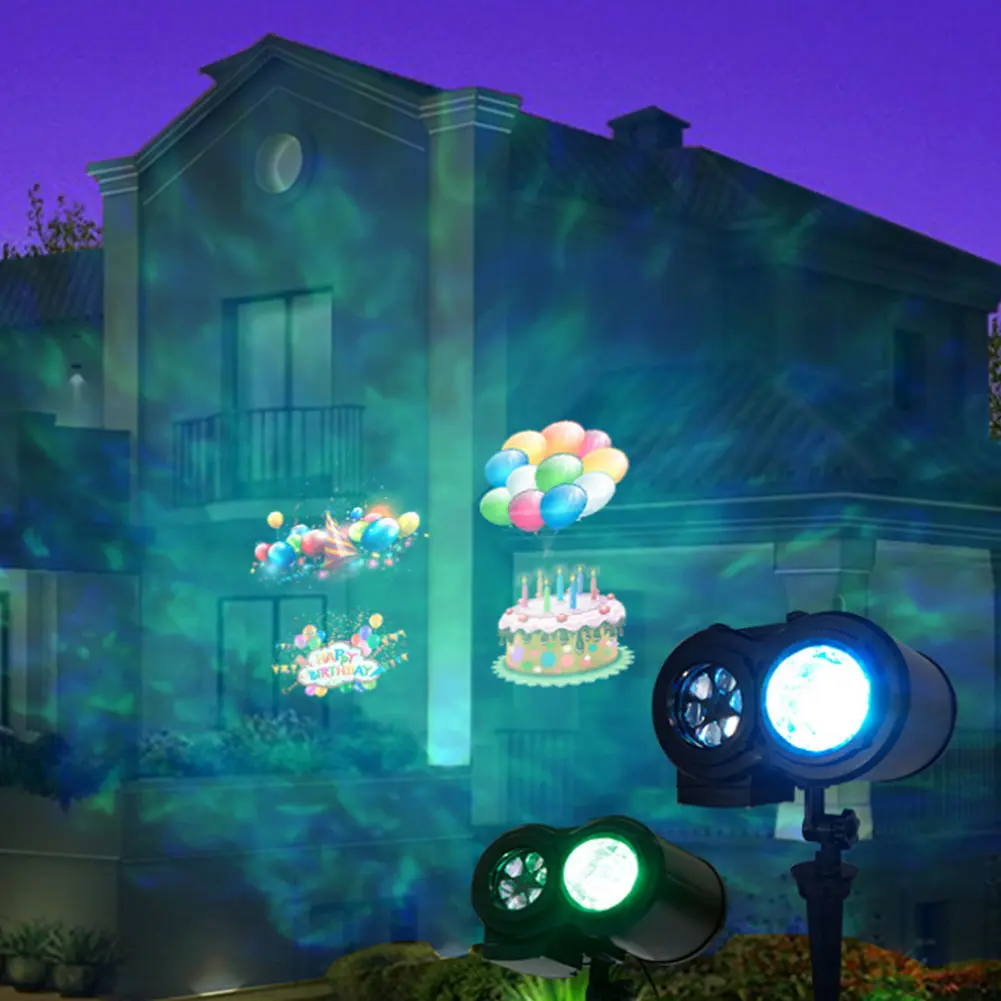 

Four-Color Water Pattern Projector Light +12 Films Rotating RGBW Projection LED Lamp 2 in 1 CLH@8