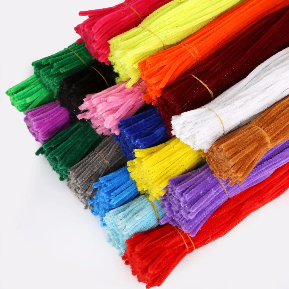 Chenille Craft Supplies 100pcs 5mm Chenille Stems Pipe Cleaners Children Kids Plush Educational Toy Crafts Colorful Pipe Cleaner Toys Handmade DIY