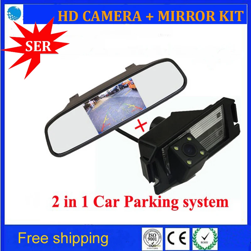 

2 in 1 Auto park System for I30 hyundai solaris (Verna) hatchback GENESIS COUPE KIA SOUL CCD Car Rear View Camera +HD Car Mirror
